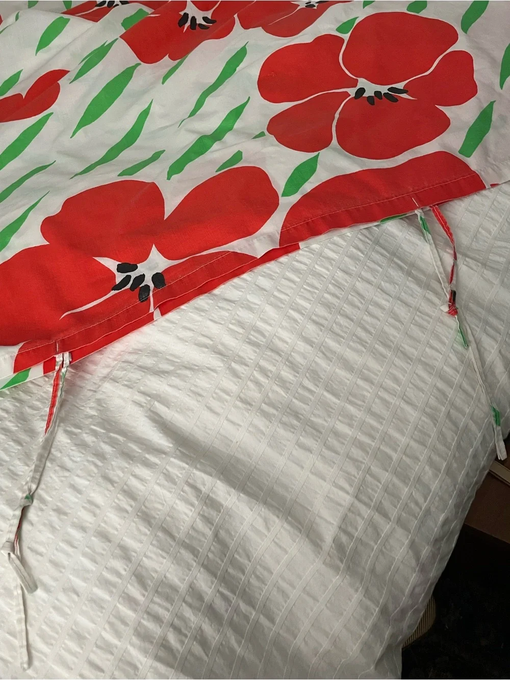 Vintage 70s Red & Green Floral Duvet Cover